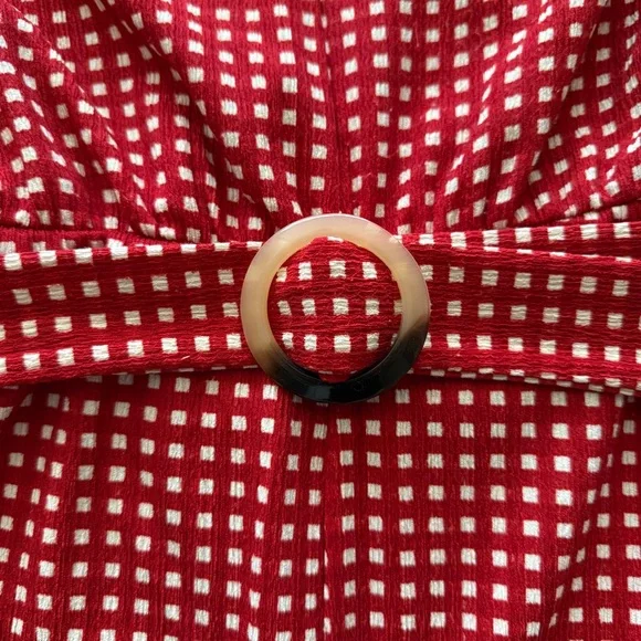 Anthropologie Margaret Belted Red and White Checkered Jumpsuit - Picture 5 of 10
